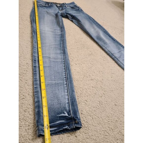 FREE CULTURE Blue Washed Y2K Women’s Junior’s Low Rise Skinny Denim Jeans Size 3 - Picture 7 of 16